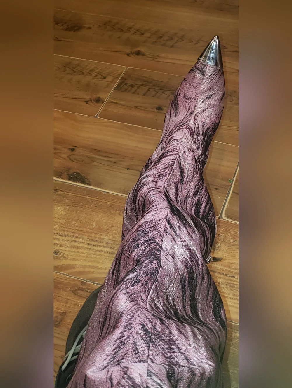Sergio Rossi Purple Lilac Silver Pointy Toe Cap Thigh High Boots. 40